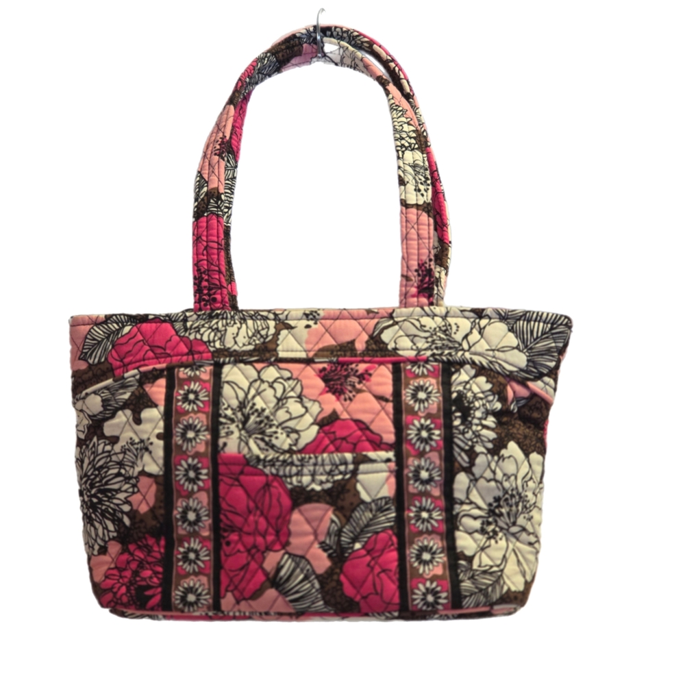 Vera Bradley Mocha Rouge Floral Tote - Pink, Black, and Cream